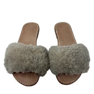 by James slides fur leather beige size 6 CL